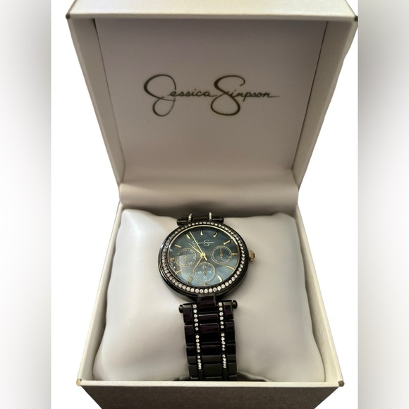 Jessica Simpson Bundle-Long Wallet NWOT & Crystal Gunmental Watch NWT - Picture 11 of 14